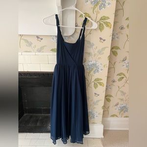 Formal Navy Chiffon Midi Dress